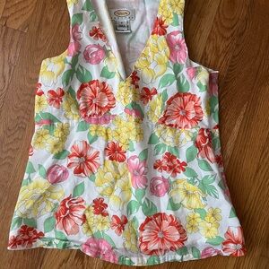 Talbots Floral Tank Top - Pink, Yellow, Green